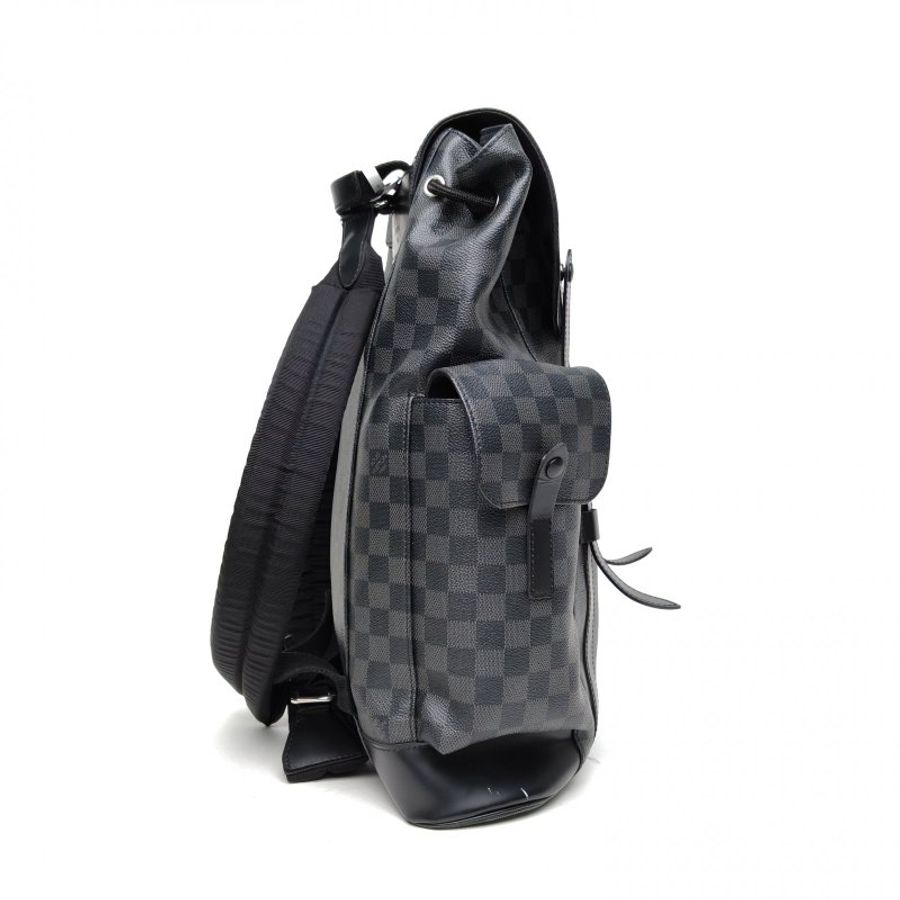 LOUIS VUITTON Christopher雙肩包黑棋格PVC2018肩背包-3