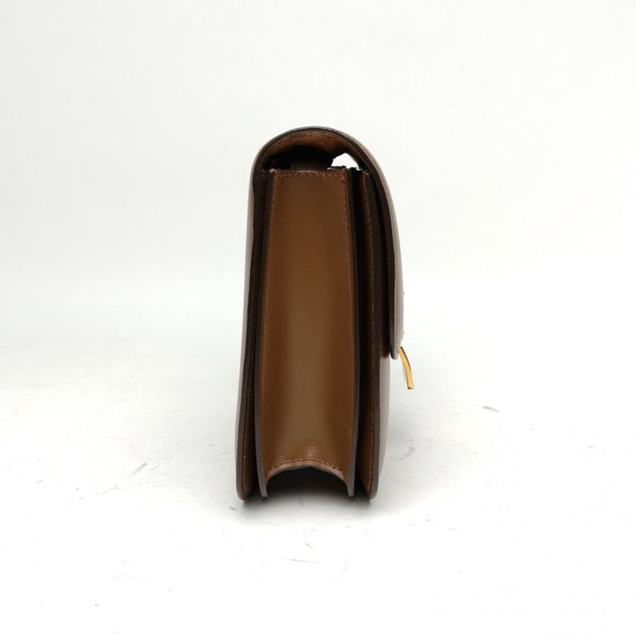 CELINE ClassicBox中號棕色牛皮金扣肩背包-3