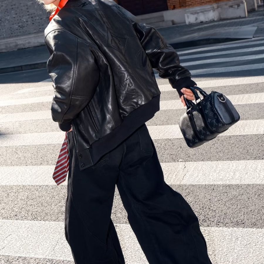 LOUIS VITTON路易威登老花Keepall 25黑武士手提斜挎包 芯片-25