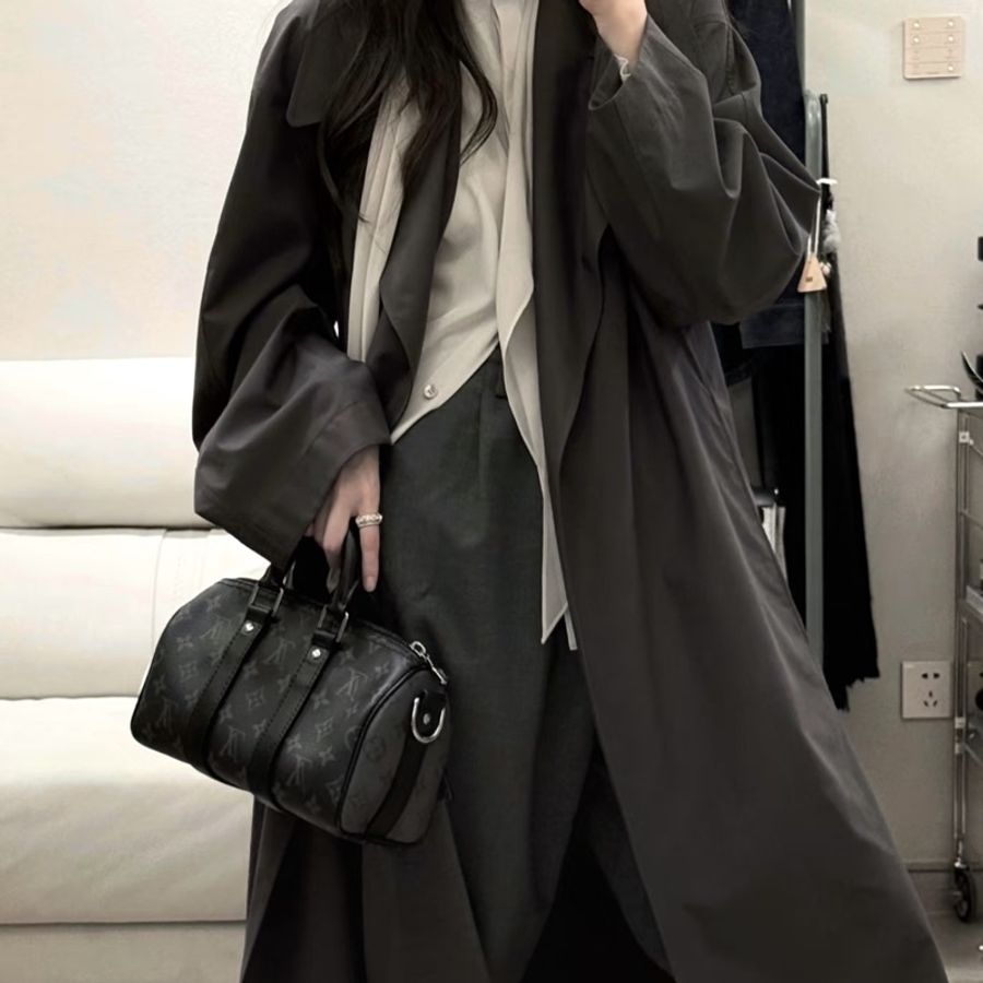 LOUIS VITTON路易威登老花Keepall 25黑武士手提斜挎包 芯片-36