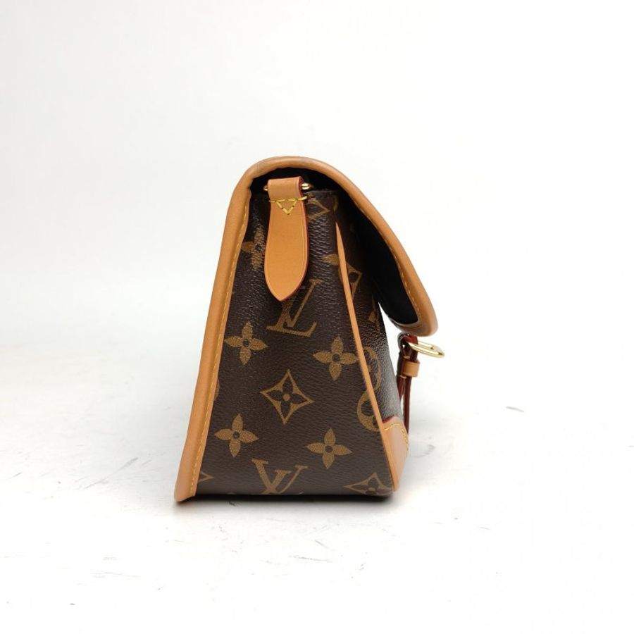 LOUIS VUITTON Diane法棍包24可拆卸黑紫寬肩帶老花PVC晶片肩背包-3