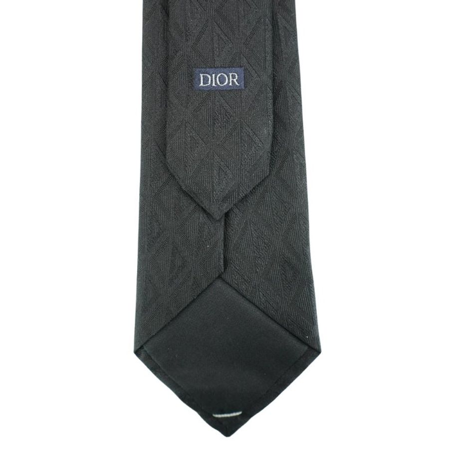 Dior 幾何紋理造型絲稠領帶(黑)-2