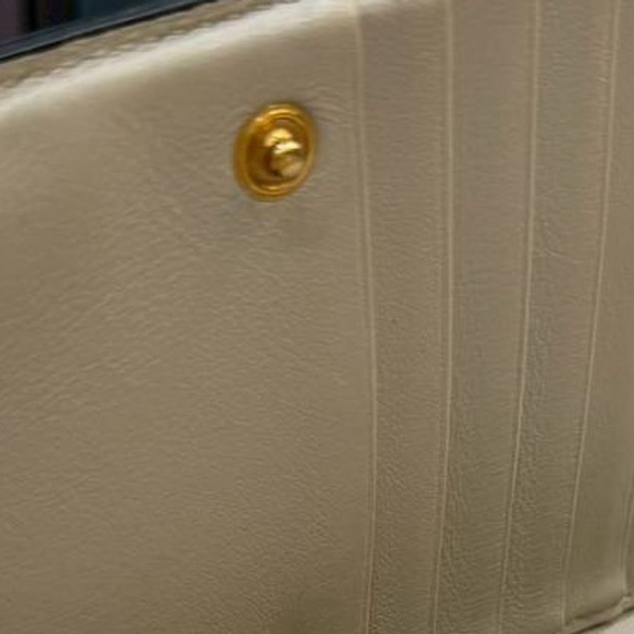 CELINE 賽琳 經典 Continental 小牛皮 暗釦 中夾 皮夾 錢包 皮包 卡夾(米/藍灰色)-16