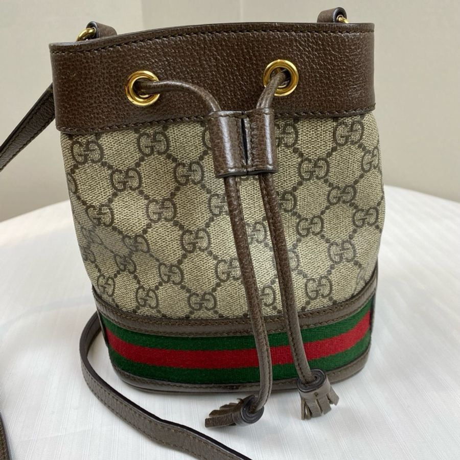 古馳/Gucci Ophidia系列 米色和烏木色GG Supreme帆布 15.5釐米(寬)x 19釐米(高)x 9釐米(深)-5