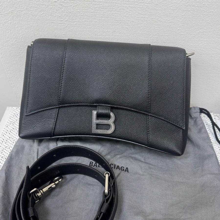 Balenciaga Downtown巴黎世家黑銀斜背包-5