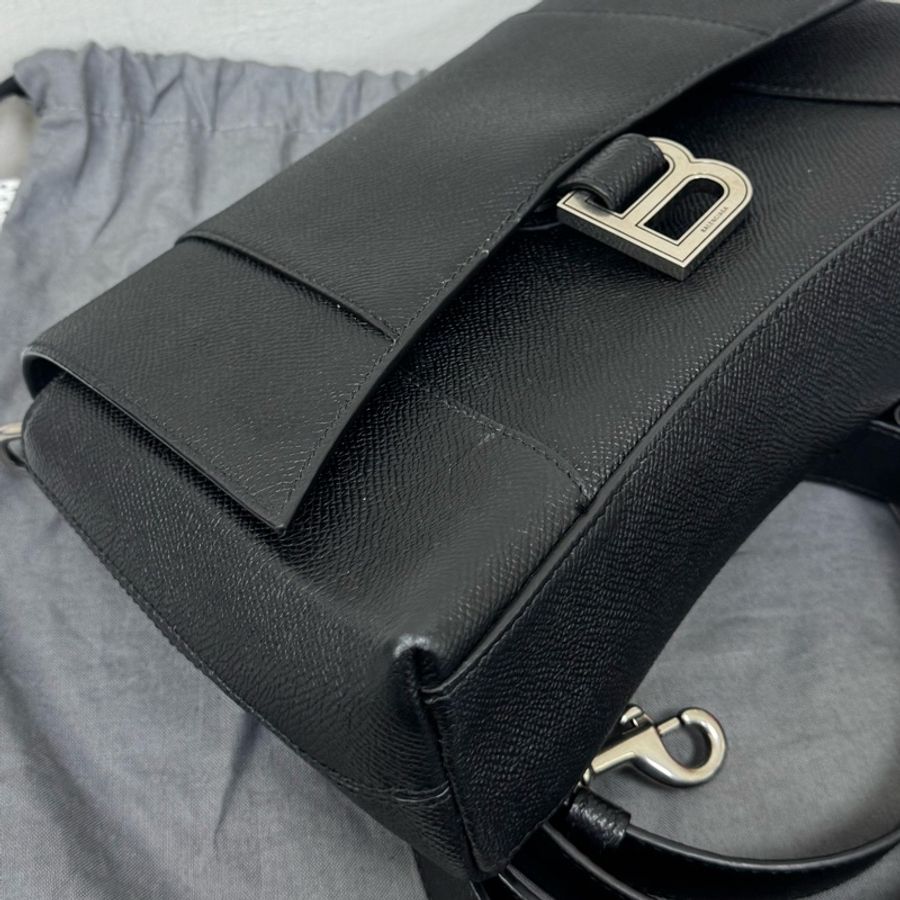 Balenciaga Downtown巴黎世家黑銀斜背包-10