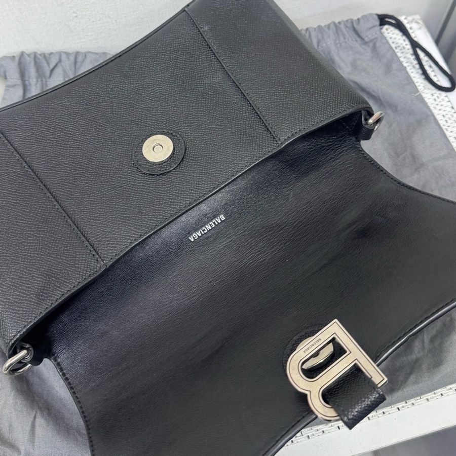Balenciaga Downtown巴黎世家黑銀斜背包-18