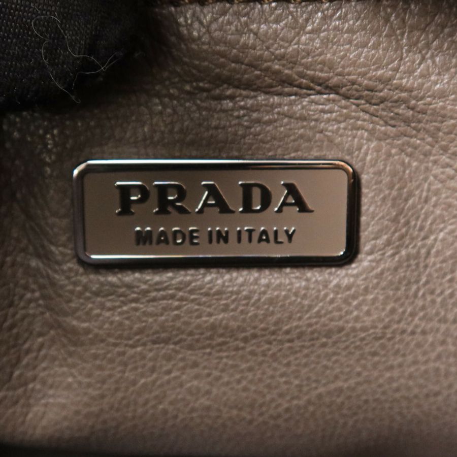 PRADA 牛皮皮革Shoulder Bag銀扣肩背袋-5