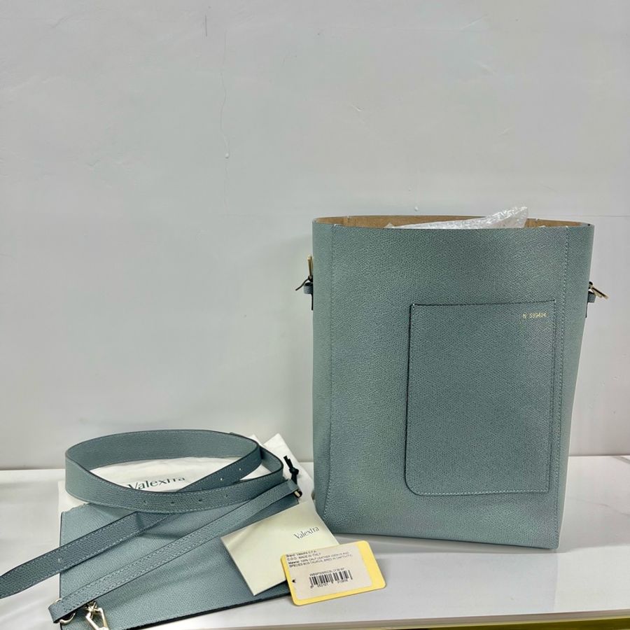 全新valextra medium bucket bag霧霾藍中號水桶包-0