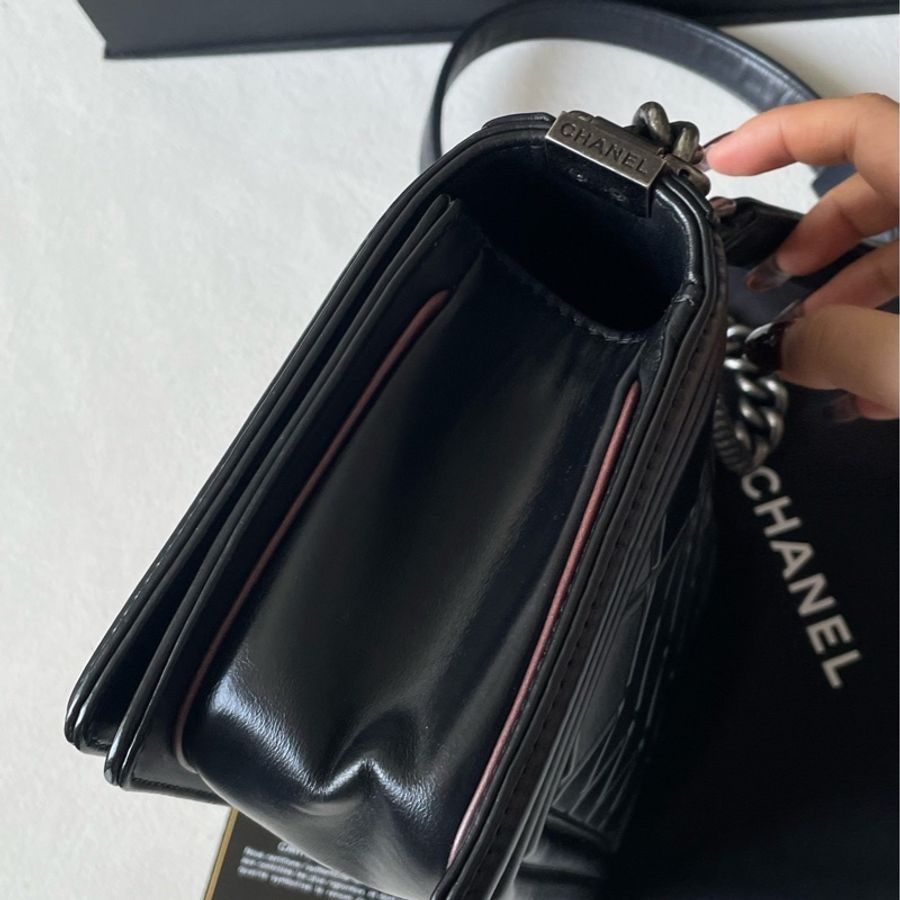 Chanel 黑銀牛皮薩爾茨堡全球限量款leboy中號 21開 98新-6
