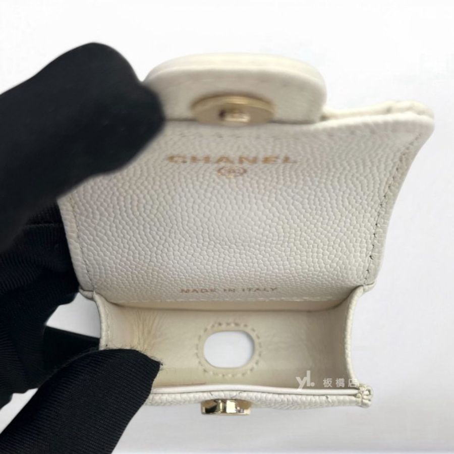 S5385-Chanel 白荔枝皮金釦Airpods Pro Case耳機套AP1739-5