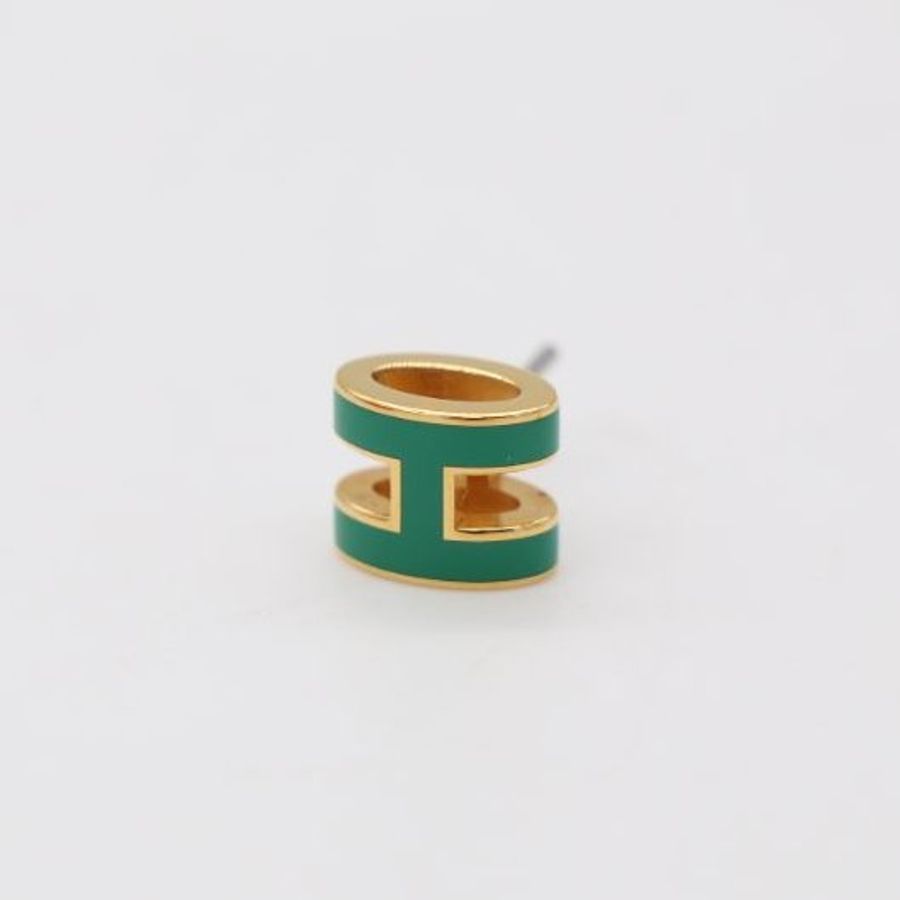 Hermès 愛馬仕 Pop H Mini 竹子綠 金色 耳環-3