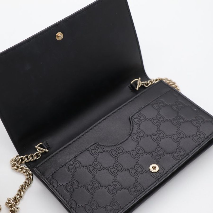 Gucci 古馳 Guccissima Bow 蝴蝶結 黑色牛皮 WOC 斜挎包-9