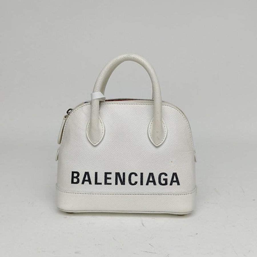 BALENCIAGA 白色牛皮logo手提貝殼包mini肩背包-2