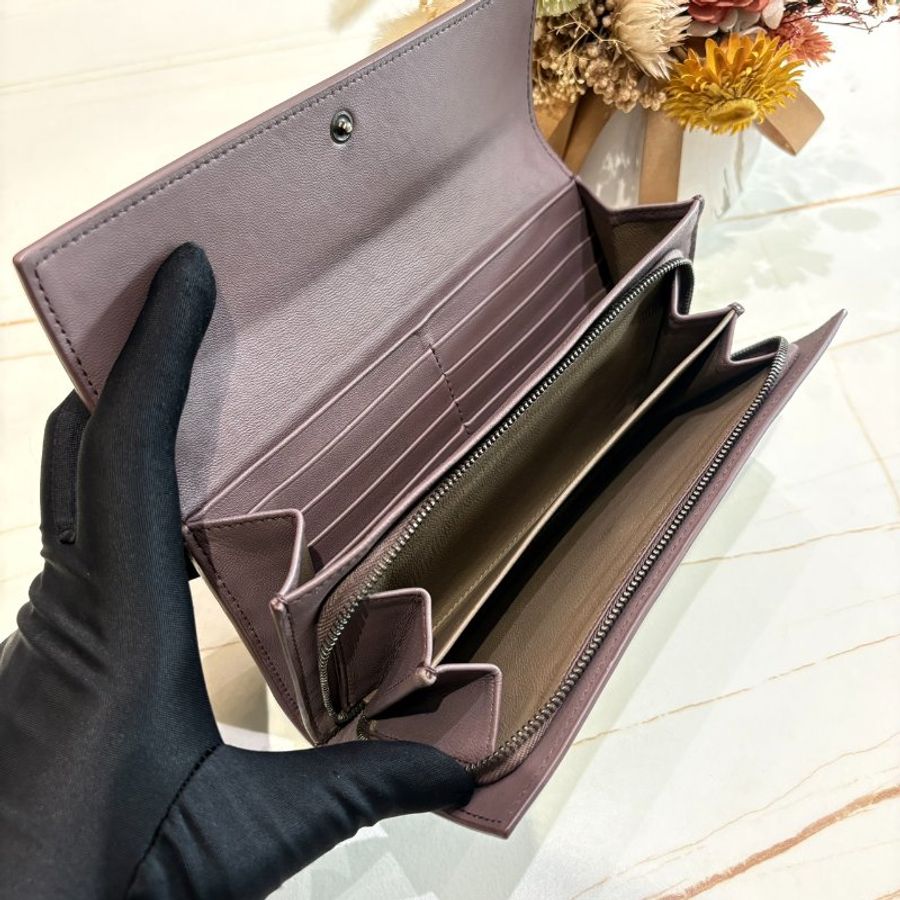 *SHIHNA名牌精品* BOTTEGA VENETA 藕紫羊皮編織長夾-5