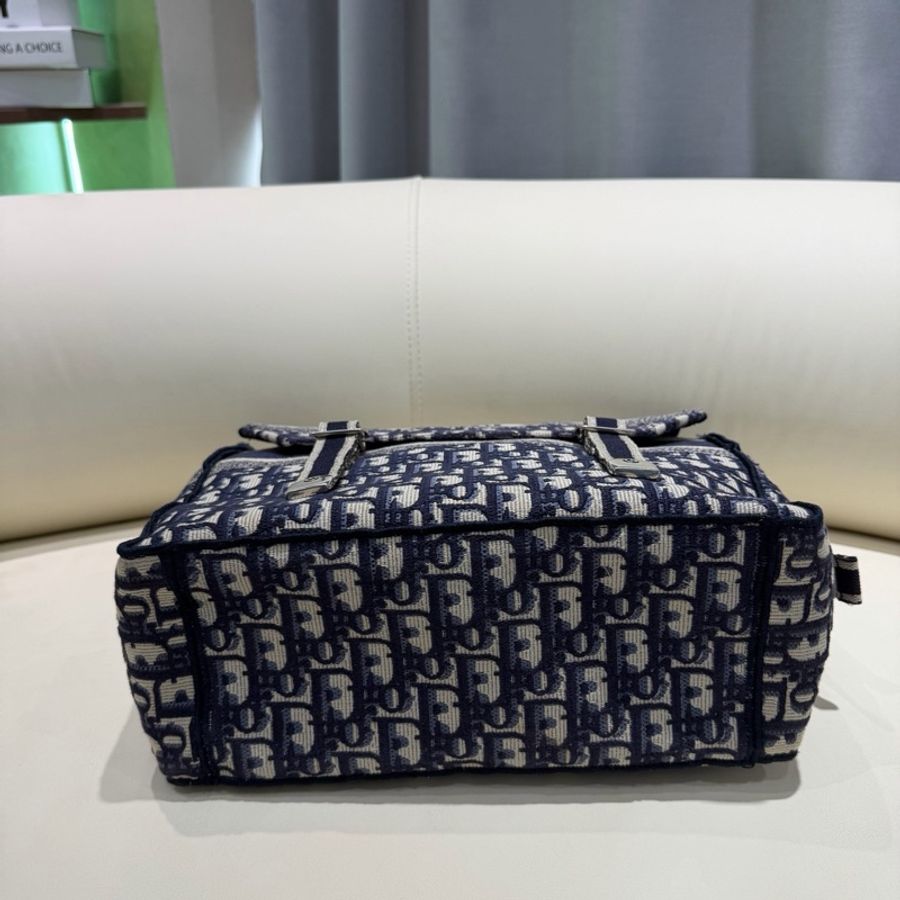 Dior迪奧 camp藍色老花刺繡郵差斜挎包 中號 28.5*12*24-4