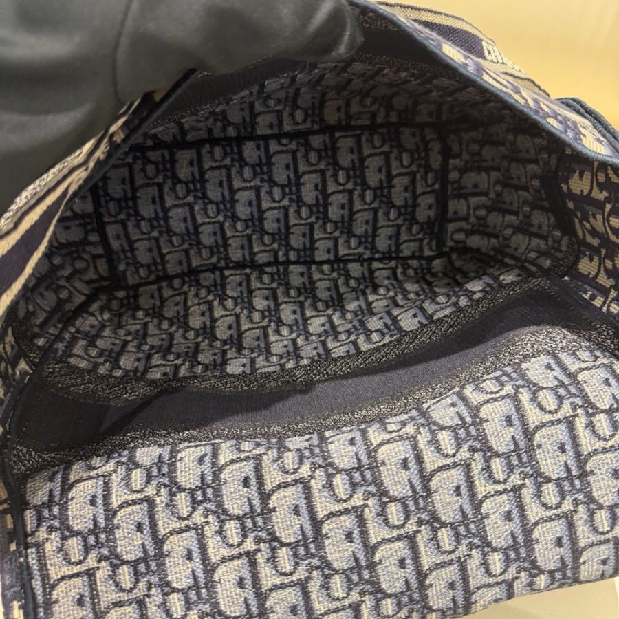 Dior迪奧 camp藍色老花刺繡郵差斜挎包 中號 28.5*12*24-13