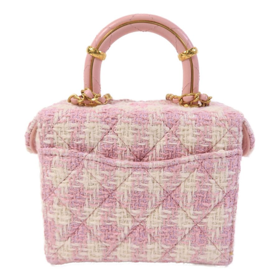 CHANEL 羊皮皮革/粗花呢Vanity Case鏈帶手挽肩背兩用袋-1