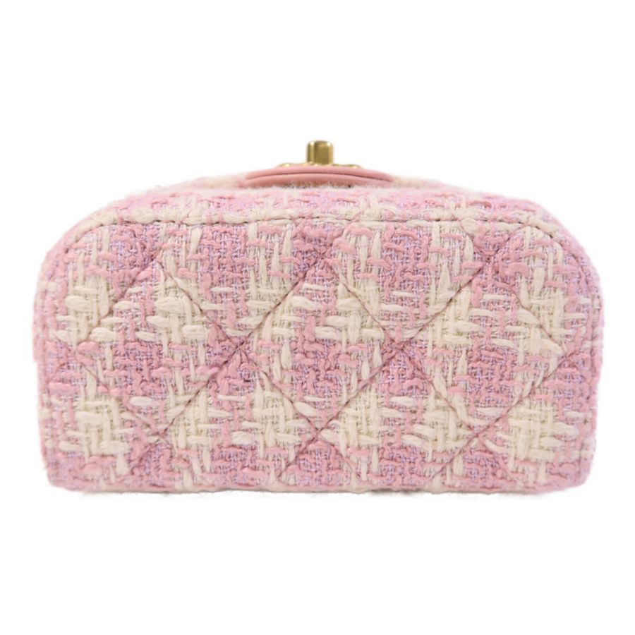 CHANEL 羊皮皮革/粗花呢Vanity Case鏈帶手挽肩背兩用袋-3