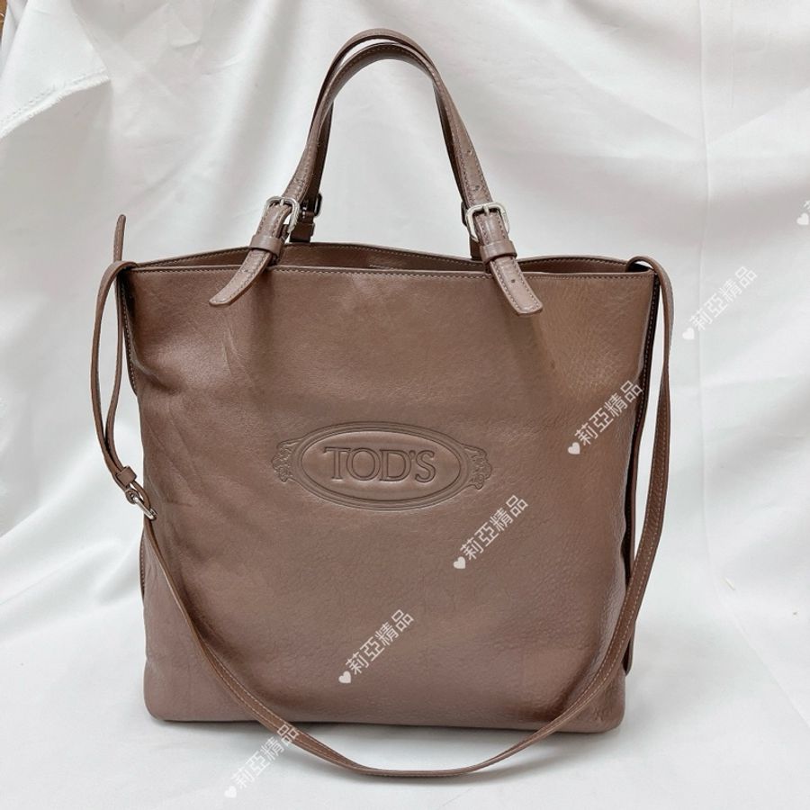 莉亞精品♡ Tod’s 牛皮藕紫手提肩背包 二手美包-2