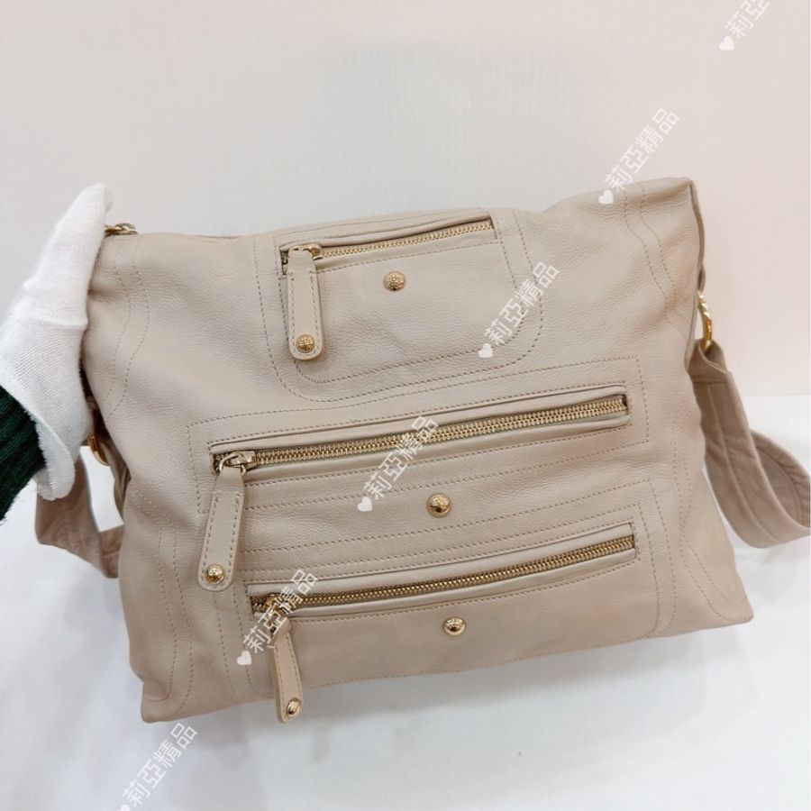 莉亞精品♡ Tod’s 奶灰多層拉鏈包 二手美包-2