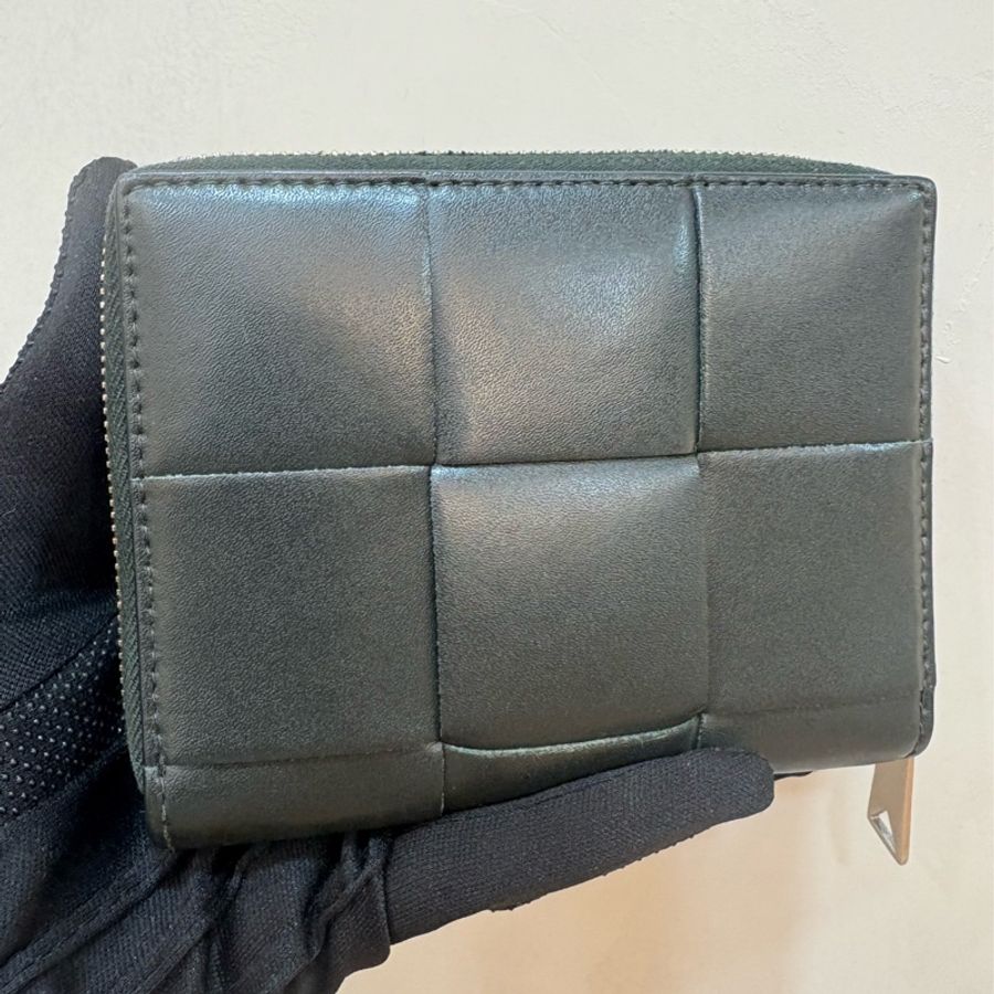 Bottega Veneta 大格紋皮革拉鍊短夾-0