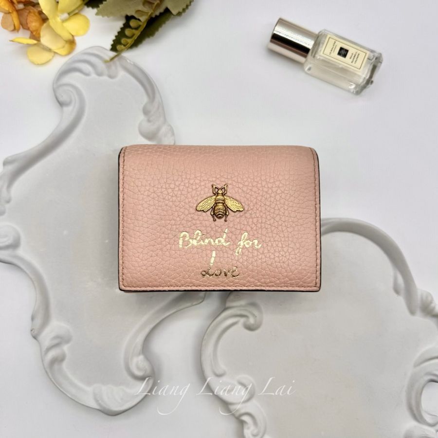 GUCCI經典蜜蜂金屬 LOGO 卡夾 | 短夾-0