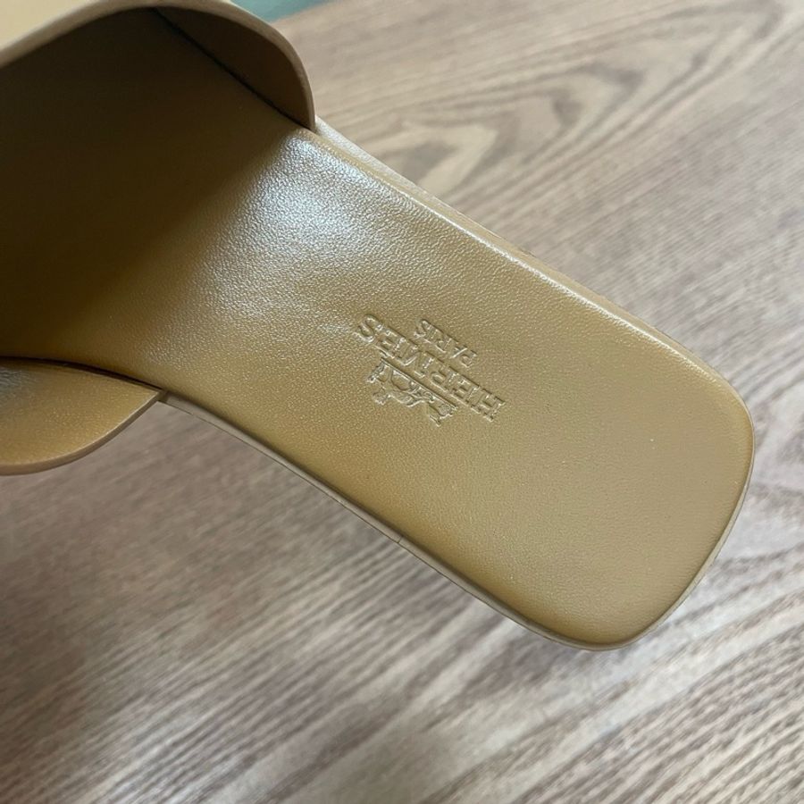愛馬仕Hermes 馬車扣拖鞋 金棕色 37.5碼-4