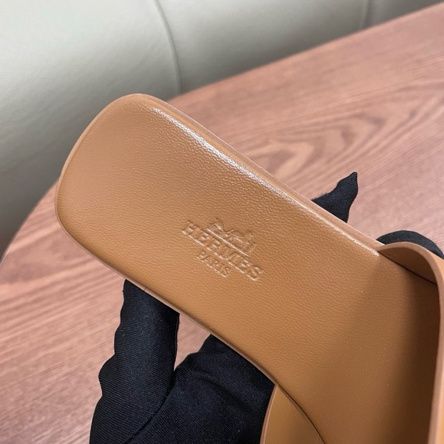 愛馬仕Hermes 馬車扣拖鞋 金棕色 37.5碼-5