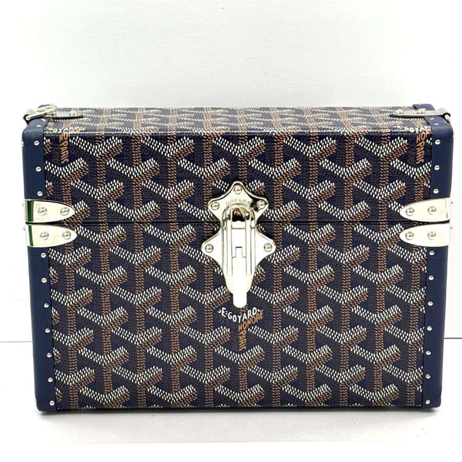 GOYARD TRUNK CASSETTE系列滿版LOGO 手工帆布方盒斜背包-0