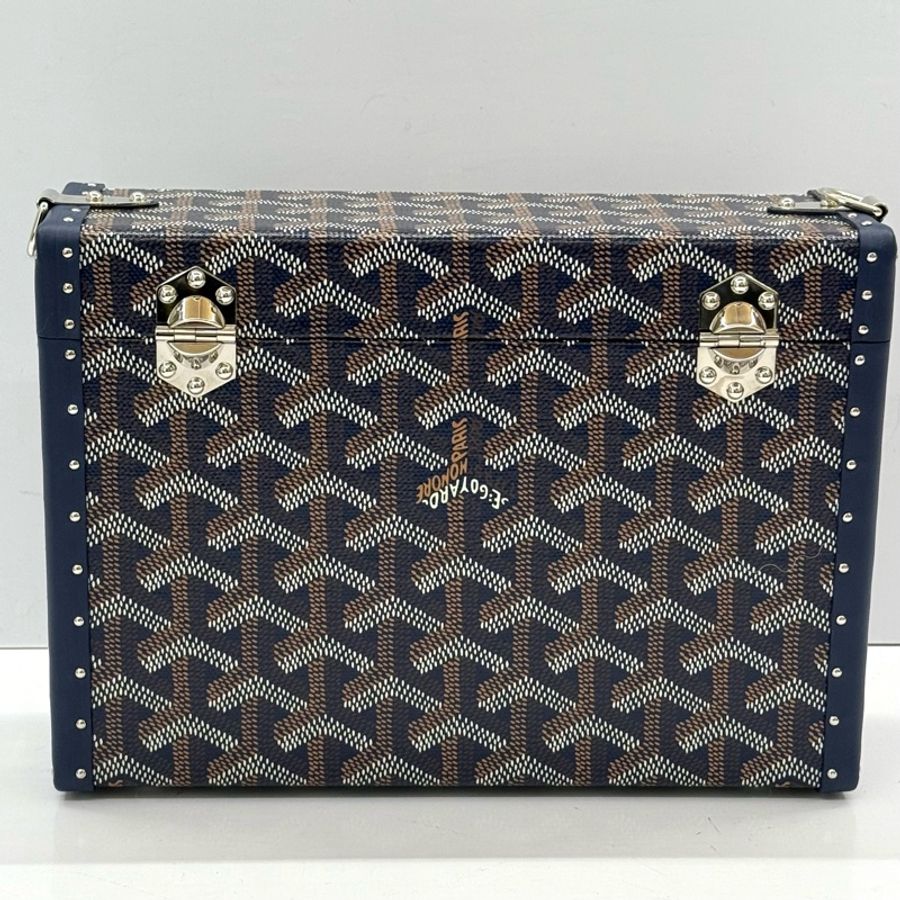 GOYARD TRUNK CASSETTE系列滿版LOGO 手工帆布方盒斜背包-1