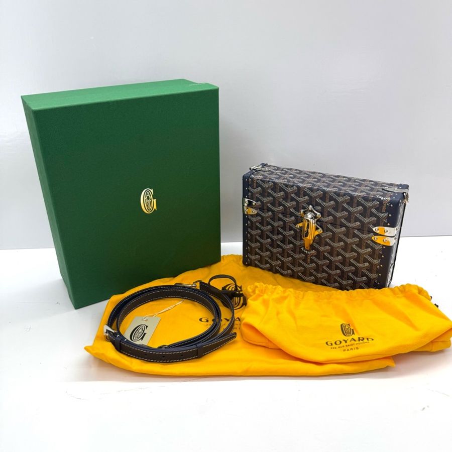GOYARD TRUNK CASSETTE系列滿版LOGO 手工帆布方盒斜背包-2