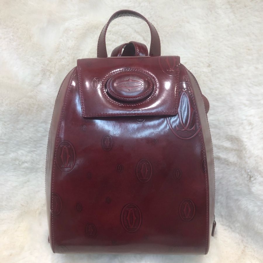 Cartier 紅色亮皮 Logo 背囊 XC417-0
