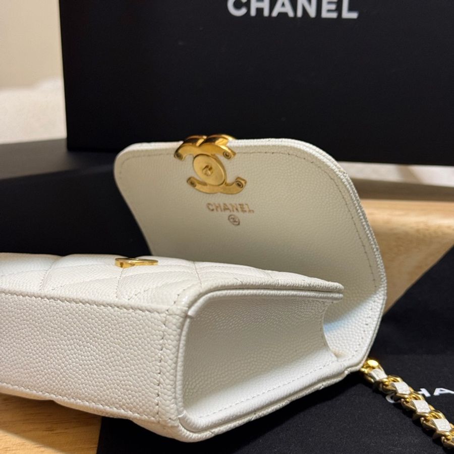 Chanel 22K晶片款 mini 白金荔枝皮小廢包-2