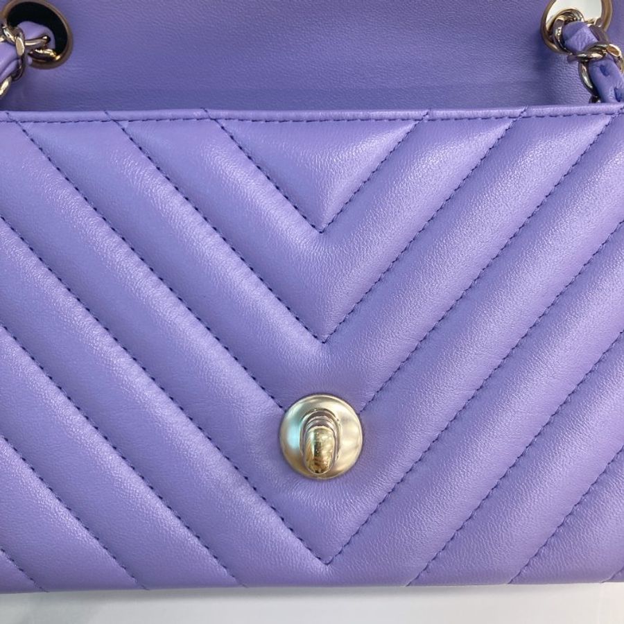 MS0678 Chanel 香奈兒小號翻蓋式鍊帶包包 Classic Flap Mini Rectangle 20cm Chevron Lambskin-12