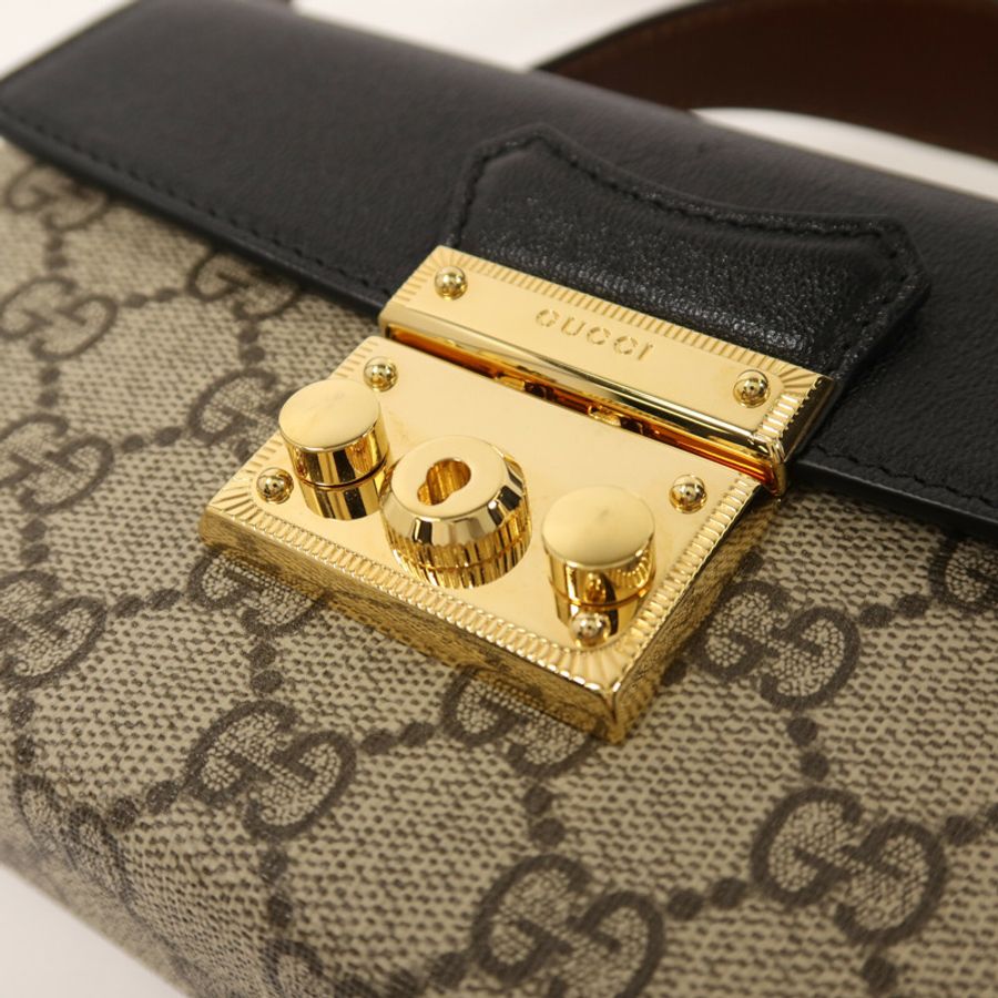 GUCCI 塗層帆布PadLock Mini手挽肩背兩用袋-9