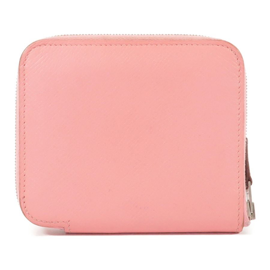 HERMES Epsom皮革/絲質Silk In Compact錢包Rose Azalee-1