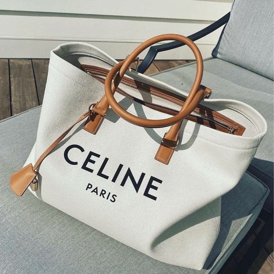 【近全新正品】Celine Cabas Tote 帆布托特包-大號(附保卡、訂製內袋與雙風格絲巾)-3