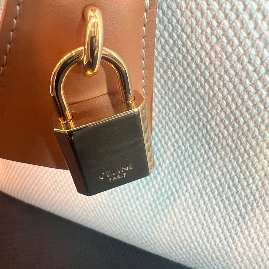 【近全新正品】Celine Cabas Tote 帆布托特包-大號(附保卡、訂製內袋與雙風格絲巾)-19