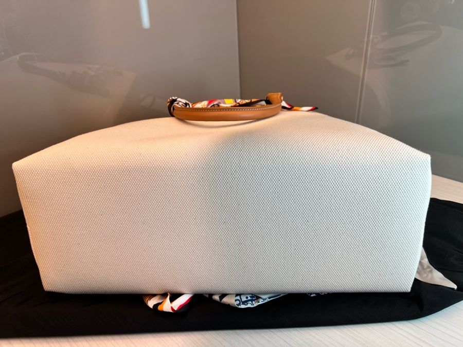 【近全新正品】Celine Cabas Tote 帆布托特包-大號(附保卡、訂製內袋與雙風格絲巾)-12