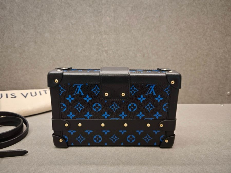 LV路易威登 日本限定 黑藍拼色 老花 硬盒 單肩斜挎包Petite Malle-1