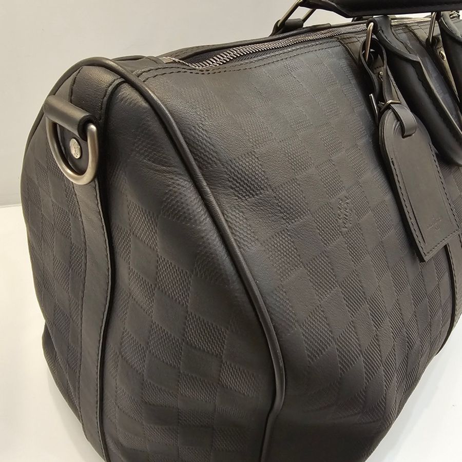 Lv黑格紋全皮 keepall50-7