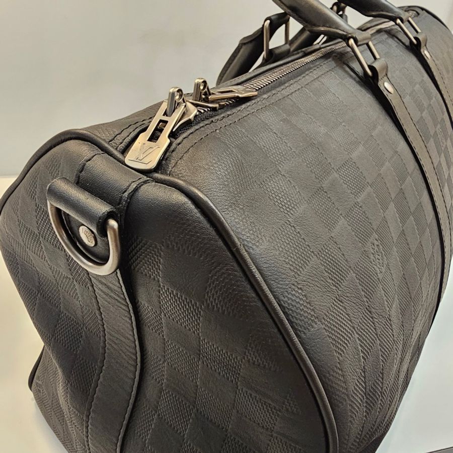 Lv黑格紋全皮 keepall50-9