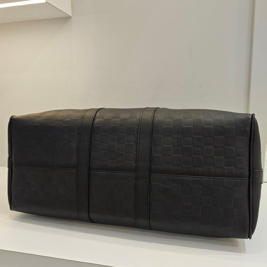 Lv黑格紋全皮 keepall50-12