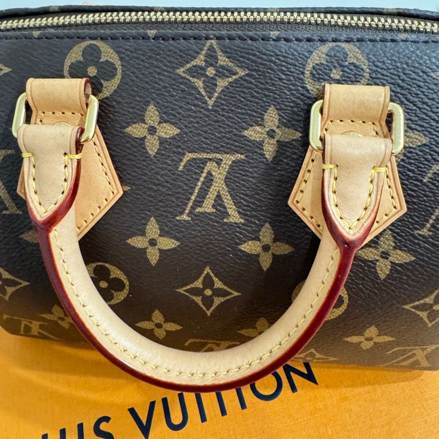 Louis Vuitton Speedy 20 芯片款💗原廠奶茶色背帶(盒裝完整）-22