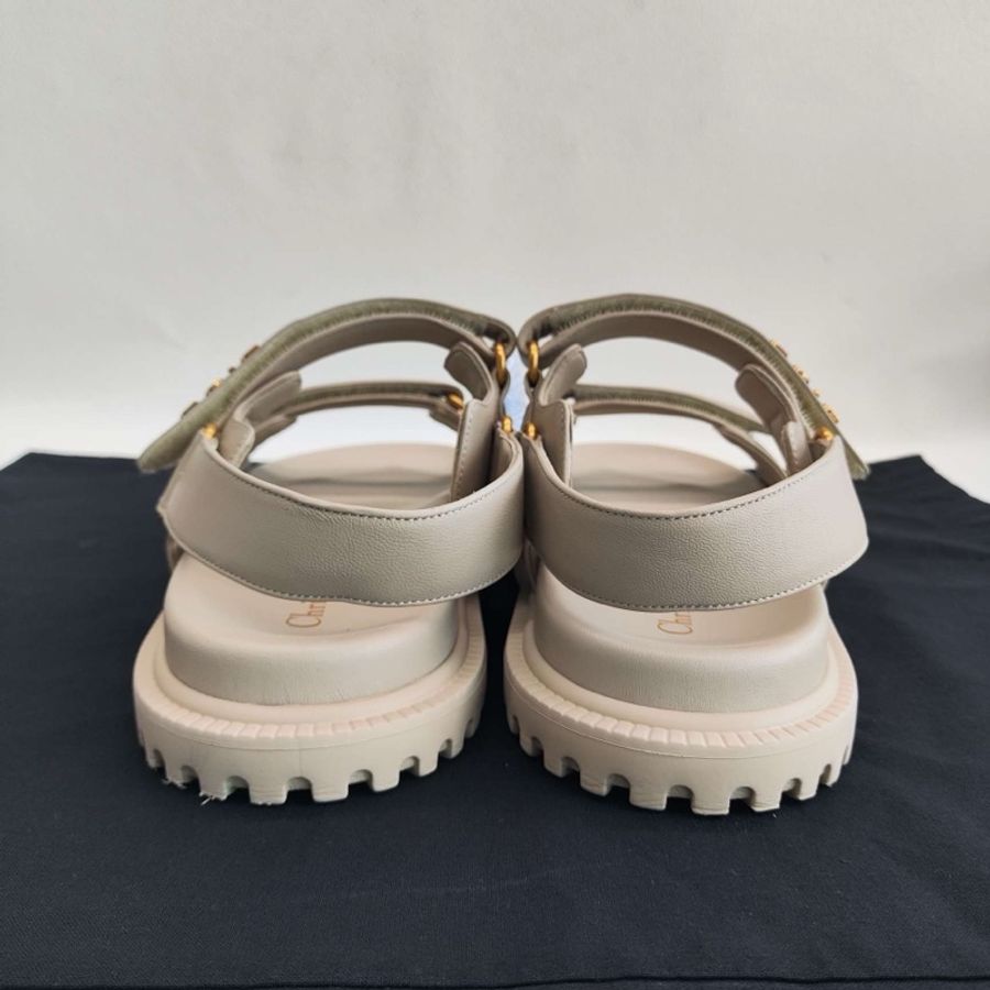 DIOR迪奧 DiorAct 羊皮 沙灘涼鞋女款 米色  40碼-4