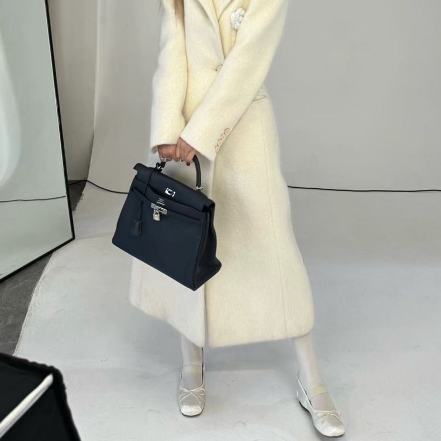 🧥HERMES愛馬仕BirKin35黑銀Togo皮機場包附鎖具💎-34