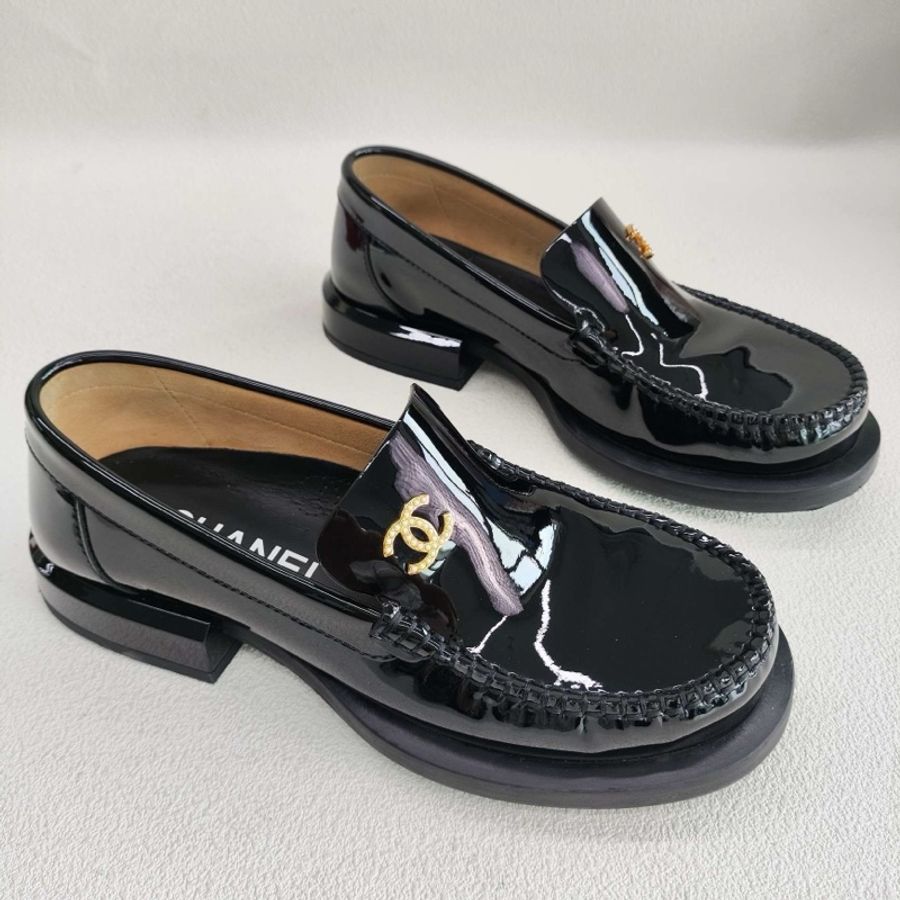 CHANEL香奈兒 漆皮 珍珠Logo 樂福鞋 女款 35.5碼-2