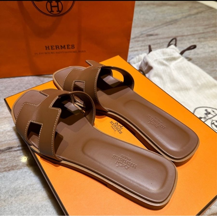 Hermès Oran涼鞋 金棕色38號-1