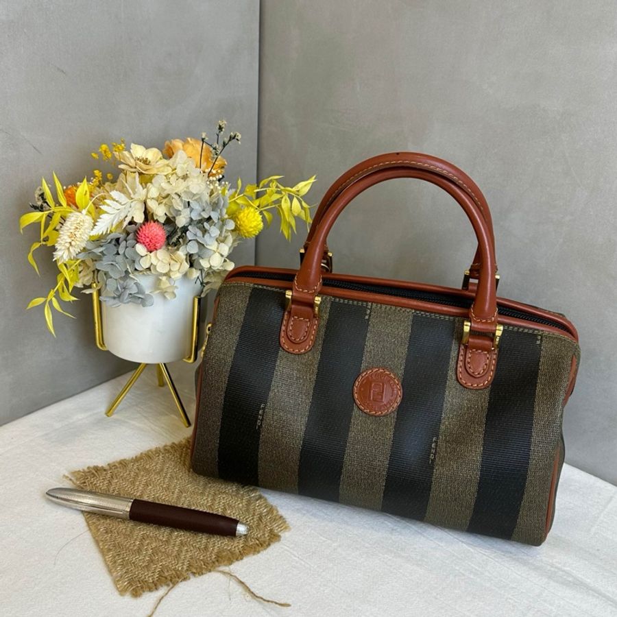 【赫蒂國際精品】Fendi 芬迪 經典 Pequin 系列迷你波士頓包 vintage-0